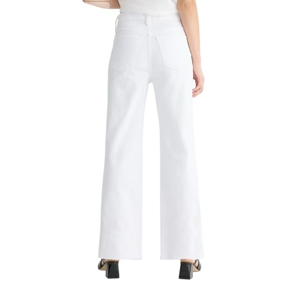 J Crew Slim Wide Leg Jean White Denim Raw Hem Womens Size 29 High Waist Slimming - Picture 3 of 16